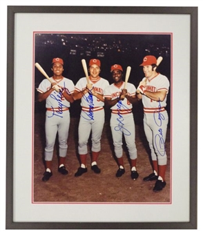 Big Red Machine Autographed Framed 16x20 Photo (Rose, Bench, Morgan & Perez)